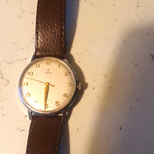 TUDOR Vintage 1950s Manual Wind 36mm Steel White Dial Brown Leather Ref 1755