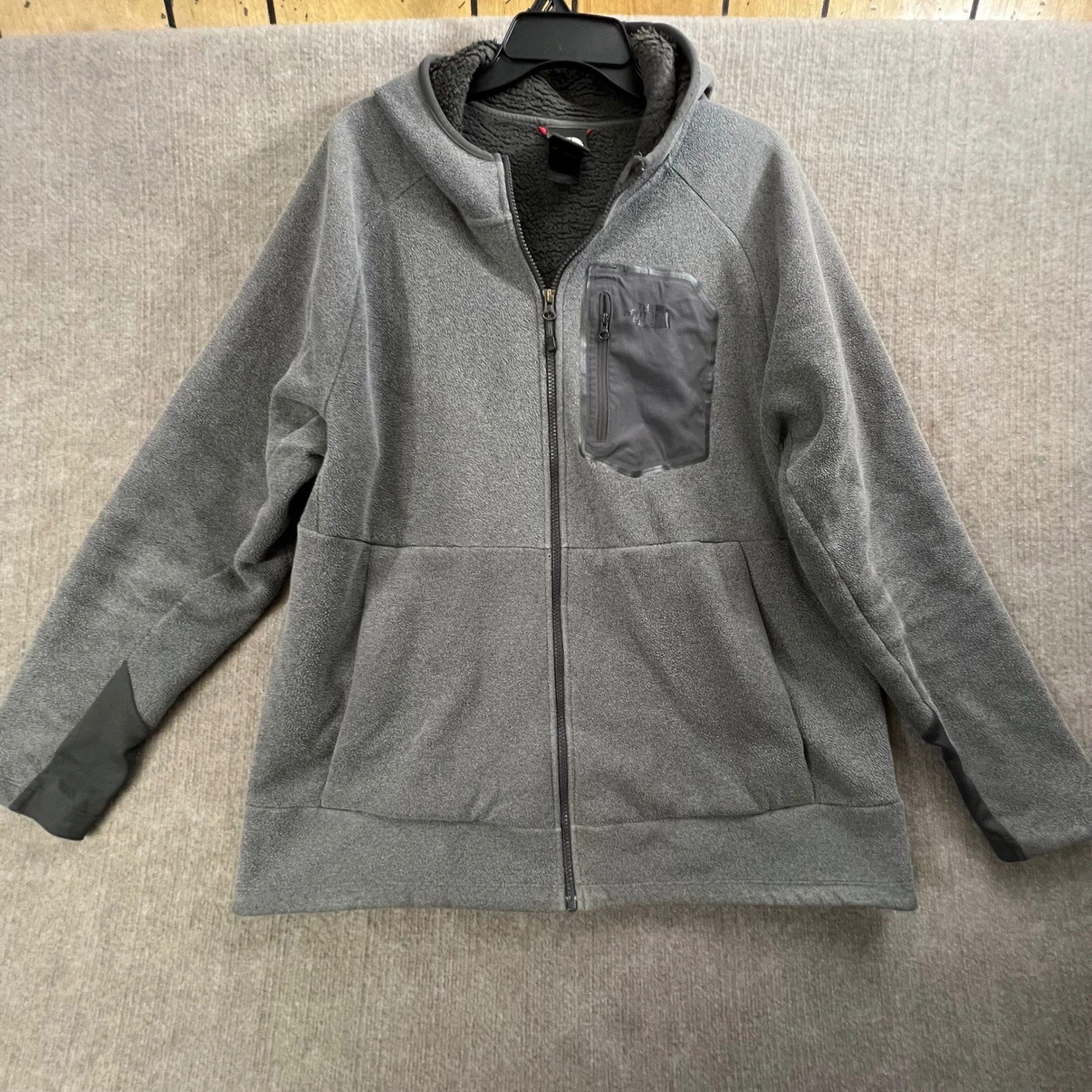 The North Face Gray Fleece Full Zip Hooded Jacket Mens XL