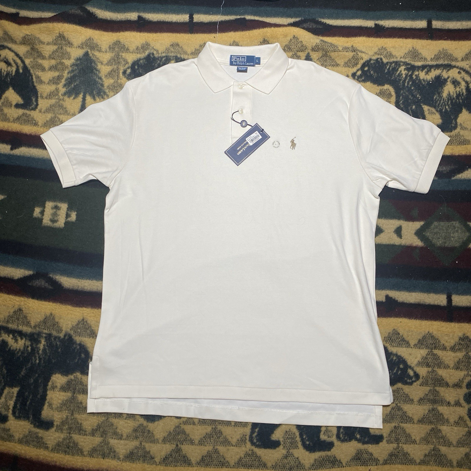Polo Ralph Lauren Men's White Short Sleeve Polo Shirt L 100% Cotton Collared