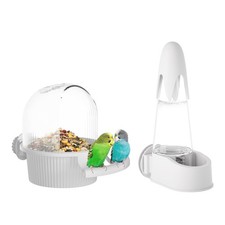 No Mess Bird Feeder Water Dispenser Set, Automatic Hydration, Bird Cage Acces...