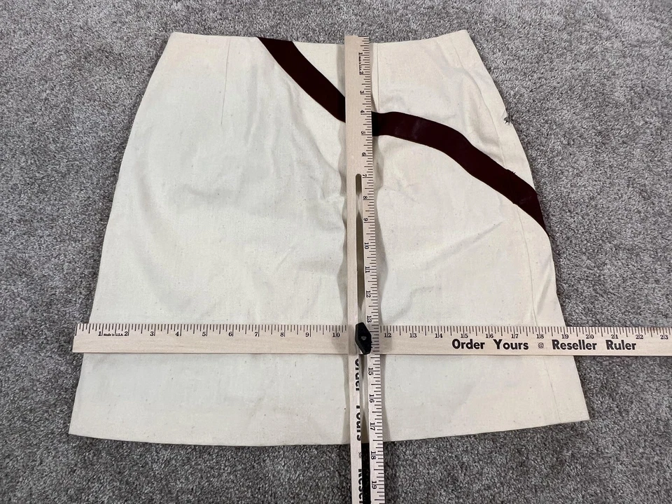 Rag & Bone Skirt Womens 0 Cream Burgundy Mini Zip Detail Patchwork Barneys NWT - Image 3 of 4