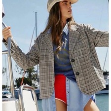 Free People We the Free Size Medium Cali Plaid Blazer Academia Prep OB1703783