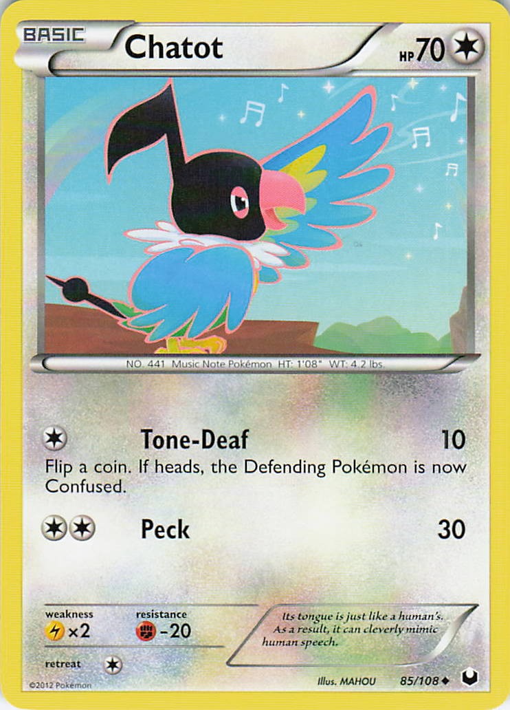 Chatot 85/108 Uncommon Dark Explorers Pokemon Lightly Played