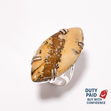 Natural Picture Jasper 925 Sterling Silver Engagement New Ring Jewelry Size 9.75