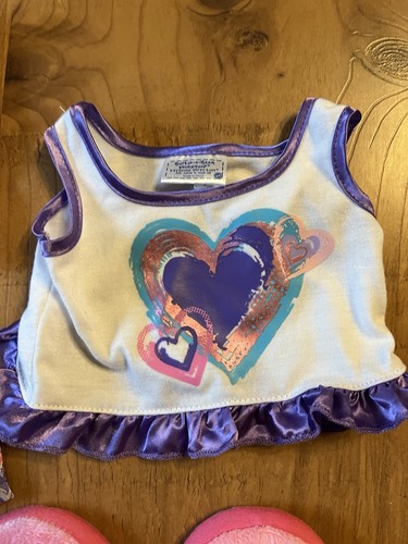 LOT Build A Bear Clothes Shoes Slippers Shirts Shorts PINK Hearts Stars Flowers - Picture 3 of 8