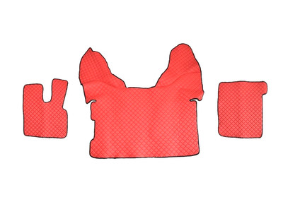Red Floor Mats Eco Leather Covers for DAF XF 106 Automatic Transmission LHD Set 3pcs
