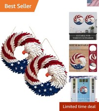 2 Pcs 4th of July Hanging Door Sign Eagle Wreath 250th Anniversary Decoration...
