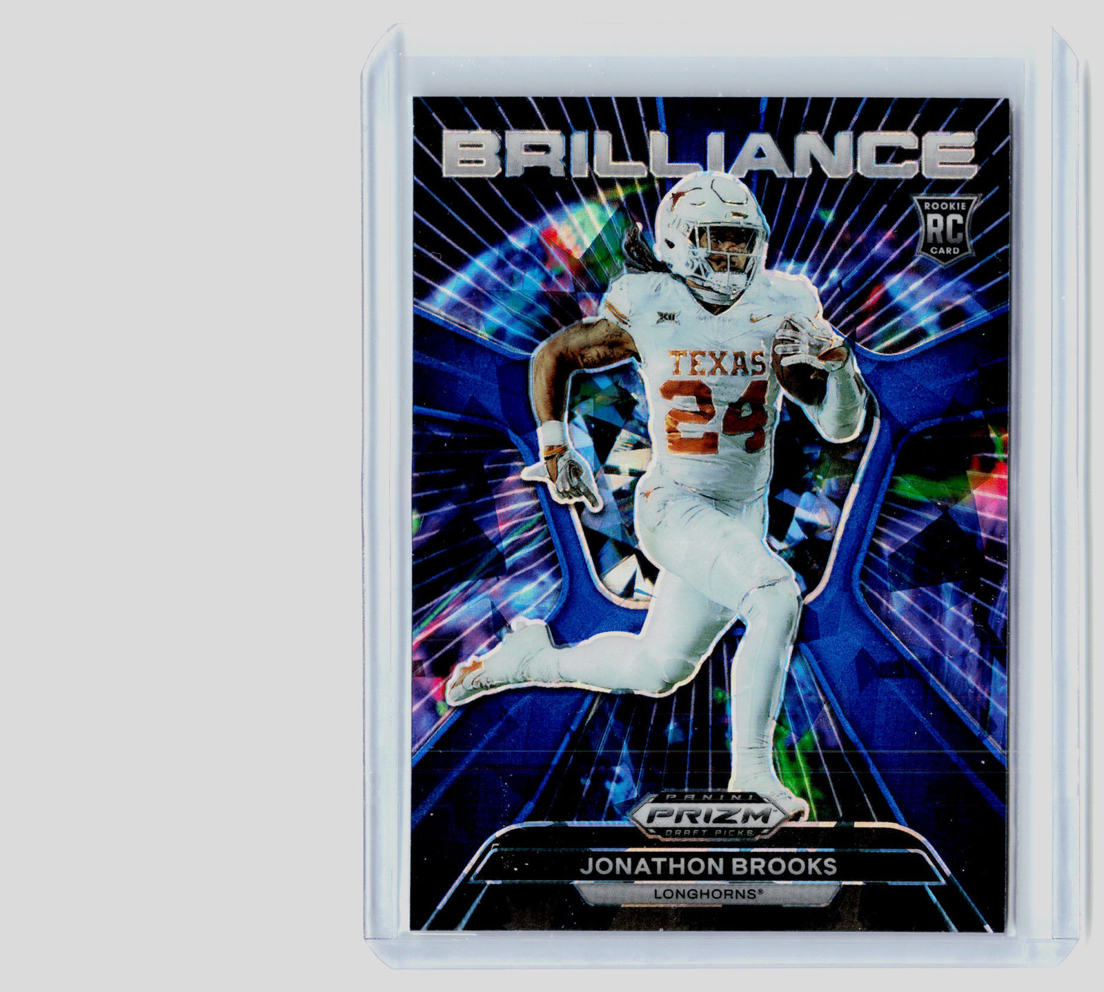 2024 Panini Prizm Draft Picks #BR-JB Jonathon Brooks RC Brilliance Blue Ice #/99
