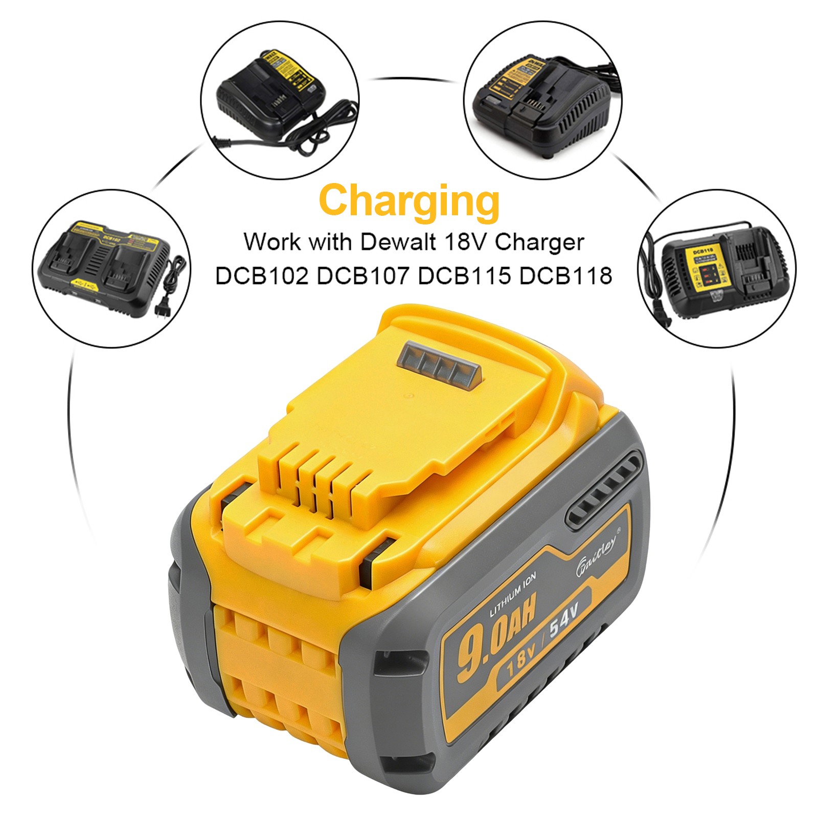 2pc 18V 54V 9.0Ah Li-ion Power Tool Slide Battery Replace for Dewalt XR DCB547 4