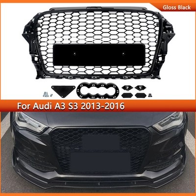 For 2014-2016 Audi A3 S3 8V RS3 Style Grill Front Bumper Grille Glossy Black