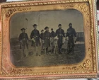 Civil War 1/2 Tintype Photo Of Outdoor Officers