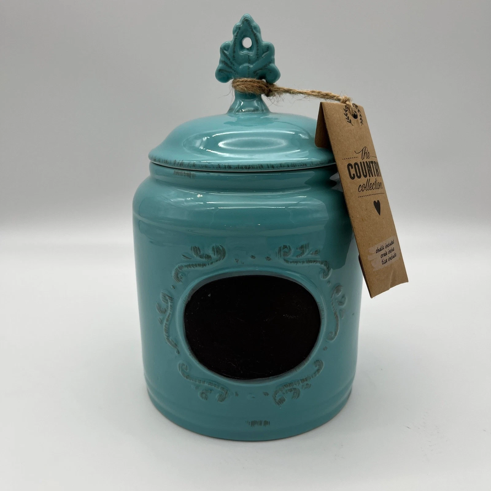 Home Essentials Canister Turquoise Country Collection Chalkboard 77776