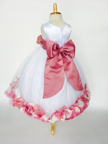 Flower Girl Dress Bridesmaid White Rose Petal Birthday Recital Pageant Easter 24 - 第 78/177 張圖片