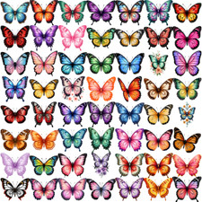 63pcs Temporary Tattoo Waterproof Long-lasting Body Stickers Pink Butterfly