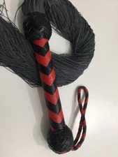Genuine Cowhide leather Red and Black With Rubber Tails Flogger Bull Whip