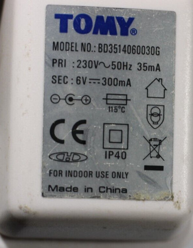 Original Tomy Babyphone Netzteil 6V 300mA Netz AC DC Adapter Ladegerät UK!