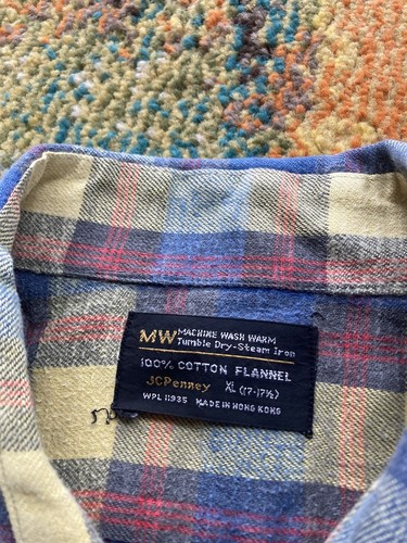 Vintage JC Penny Flannel Shirt Mens Size XL Plaid Cotton 70s 80s Colorful - Picture 5 of 8