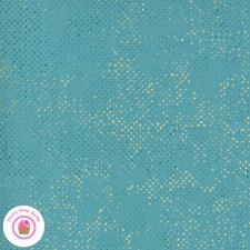 Moda DANCE IN PARIS SPOTTED 1660 150M Teal Gold Dots ZEN CHIC Quilt Fabric
