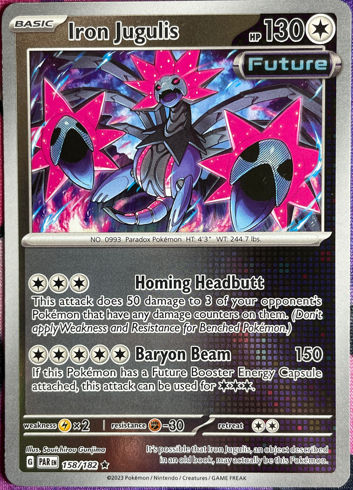 Iron Jugulis Reverse Holo Rare - 158/182 - Paradox Rift Pokemon 2023