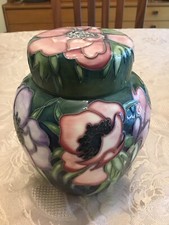 Moorcroft Ginger Jar Anemone Tribute  6” By Emma Bossons + Box 2002