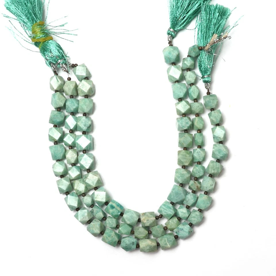 Natural Amazonite Beads 8 Inch Strand 8-9 MM Beads Faceted Hexagon Shape Beads - Image 3 of 4