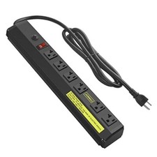 Heavy Duty Metal Power Strip 20 Amp, High Amp Surge Protector 6 6FT Black