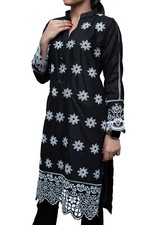Black Kurti with Chikankari Embroidery Size: Medium