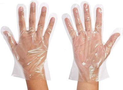100 Piece Transparent Gloves Disposable Food Prep Gloves One Size Fits Most HDPE