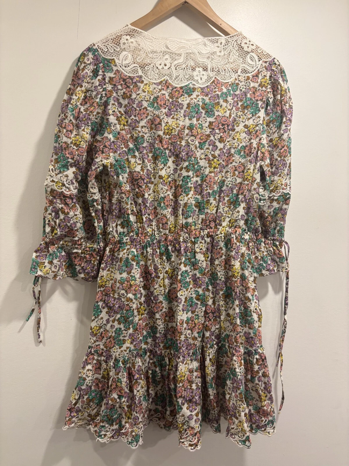 Abito Coach floreale mini manica 3 4 bianco pizzo romantico estivo taglia 2