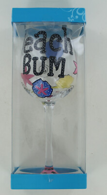 New De-Lite Hand Painted Wine Glass - Beach Bum with Shells