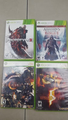 4 Xbox 360 Games Resident Evil 5 Lost Planet 2 Assassins creed Rogue Prototype 2