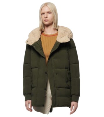 Marc New York by Andrew Marc Coat Women Sz XL New Sarawee Faux Sherpa Down Green