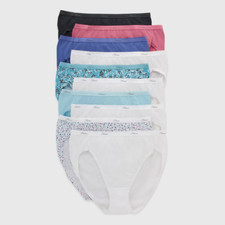 Women's Cotton Brief 10-Pack Underwear, PW42EG tagless size 7 LARGE bikini