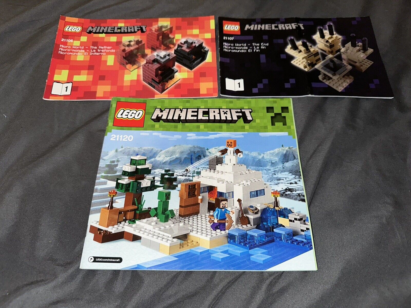 Lego Minecraft Set 3 Instruction Book Manual 21106 21107 21120