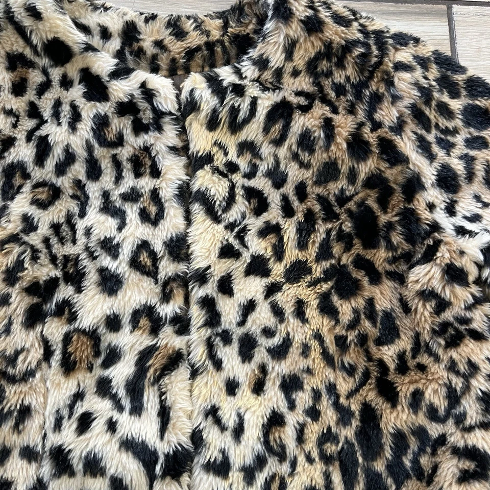 Boutique Forever 21 Faux Fur Coat Jacket Leopard Black/Brown Sz M/M PLUSH - Image 4 of 4