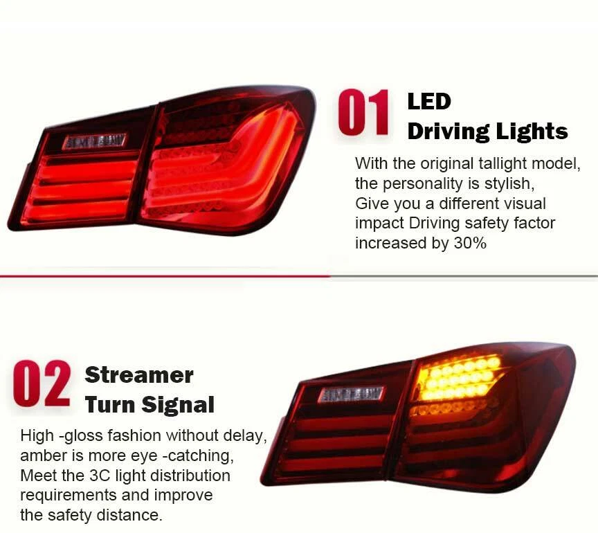 For Chevrolet Cruze 2011-15 LED Taillight Tail Lamp Assembly Brake Lights Smoked — 第 4/4 张图片