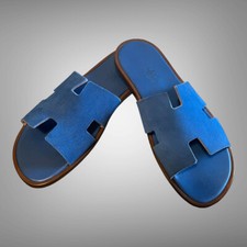 HERMES Suede Izmir Sandal Iconic H Cutout Shoes EU 40 Flip Flops Italy
