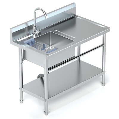 #ad #ad Stainless Steel Sink with Workbench Draining Basket for Kitchen Utility Laundry $229.99