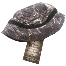 Aqua Design Grey Rock Bucket Hat Cap Fly Fishing Water Camo Large Washable