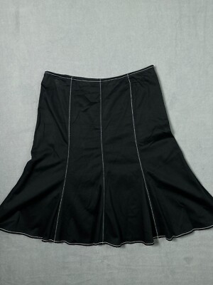 Womens Skirts 8 Flounce Black White Expose Stitching A Line Swing Courtenay
