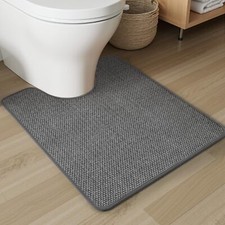 Braided U Shaped Toilet Rug 20x24 Grey Super Absorbent Non Slip Machine Washa...
