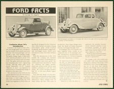 Ford 1934 Introduction Grille Hood Handles Change Vintage Pictorial Article 1985