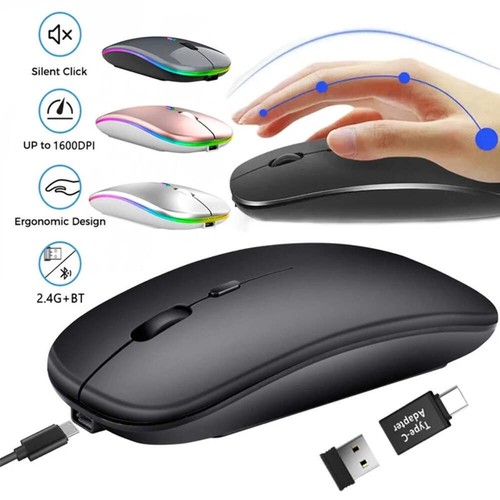 Rechargeable Wireless Mouse Bluetooth-compatible 2.4GHz Dual Modes Computer Mice