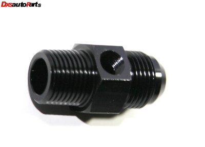 (one) AN10 Male to 1/2NPT Male Straight Flare Fitting w/ 1/8NPT Gauge Port