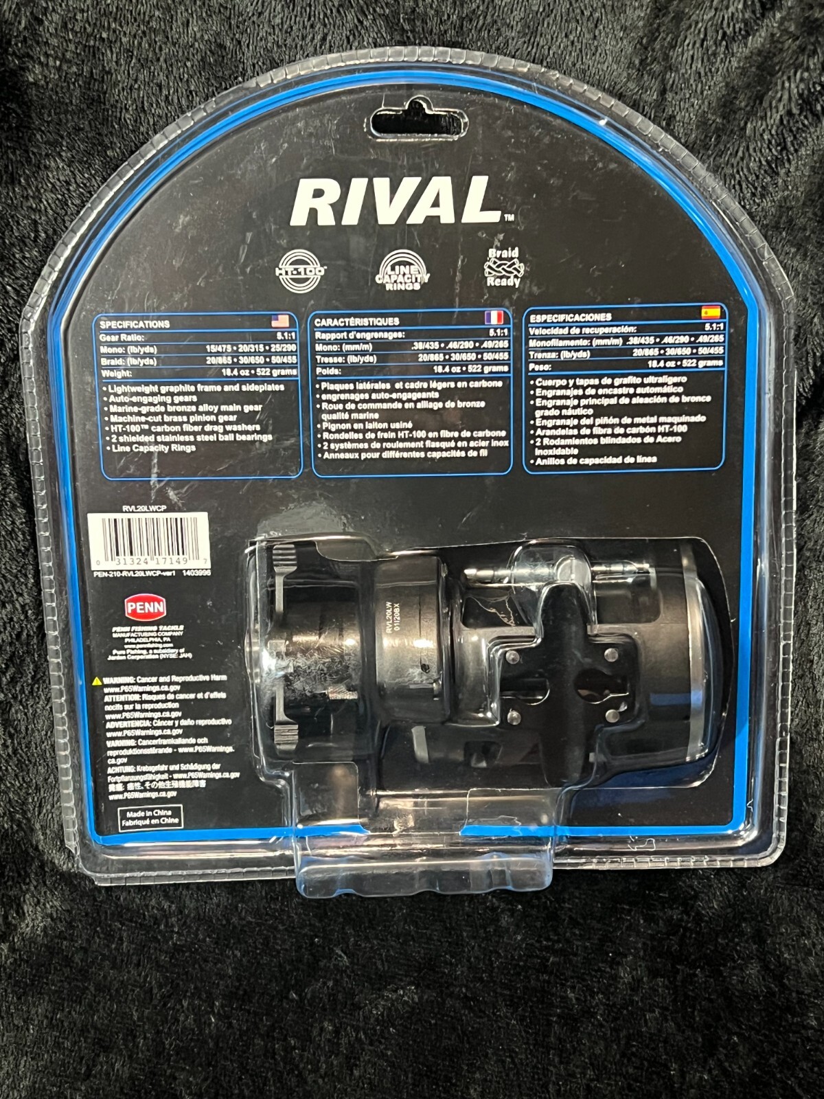 PENN RIVAL Level Wind Conventional Fishing Reel 5.1:1 Gear Ratio Saltwater  NIB