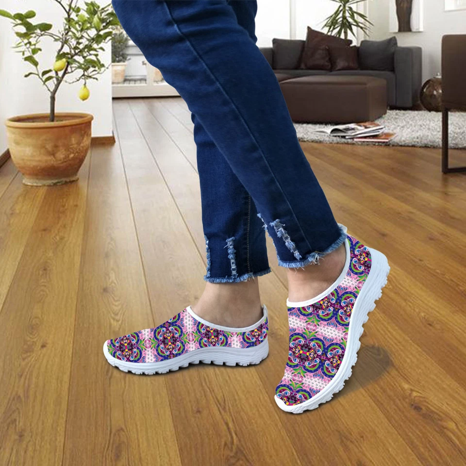 Ladies Colorful Mesh Running Shoes Soft Breathable Sports Hiking Shoes Sneakers - Image 2 of 4