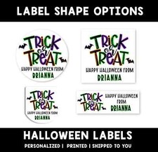 Trick or Treat Personalized Halloween Stickers  Kids Halloween Favor Stickers