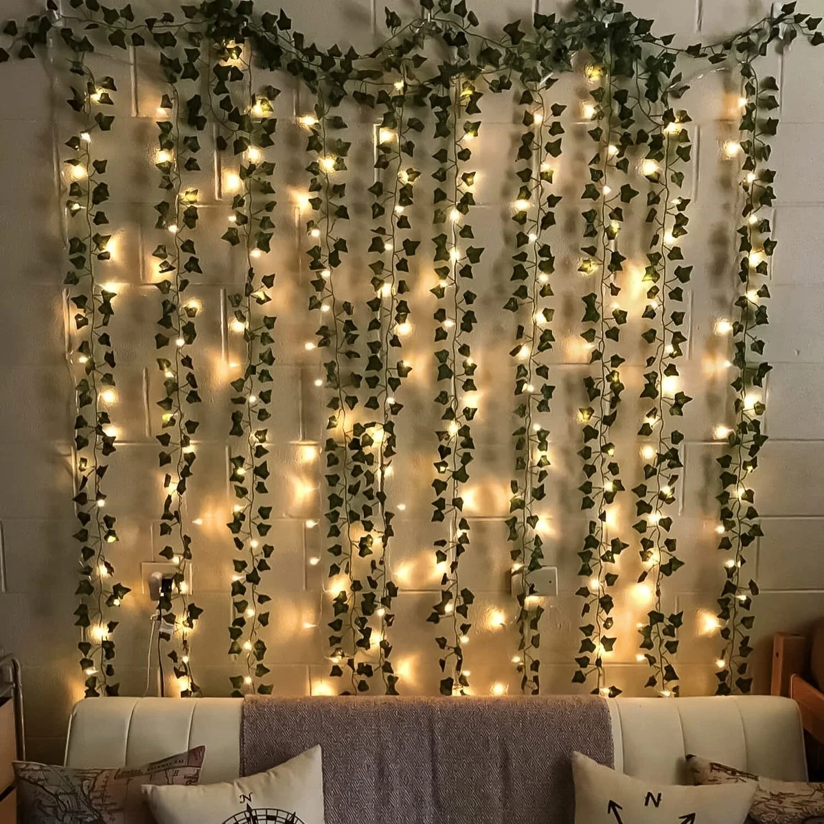 Fairy Lights For Bedroom Artificial Vines Green Leaves for Wall Home Decor Items