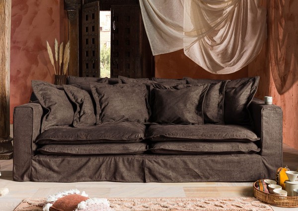 Sofa Husse Bezug Abnehmbar Couch 3-Sitzer Wohnlandschaft GrüN Polstersofa Stoff-image