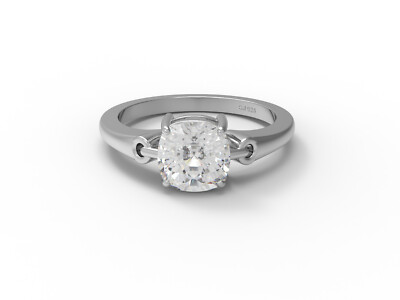 2.00 Ctw Cushion Moissanite 925 Sterling Silver Solitaire Women Statement Ring